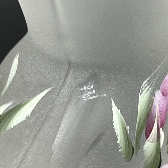 Handpainted Clear Satin Glass Cat Figurine Sitting On Pillow Paperweight Floral - Picture 10 of 11